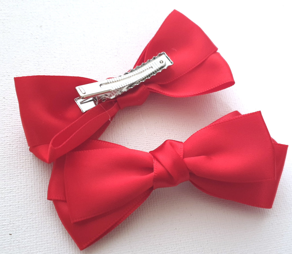 Back to school set satin fabric bow hair clips aliceband