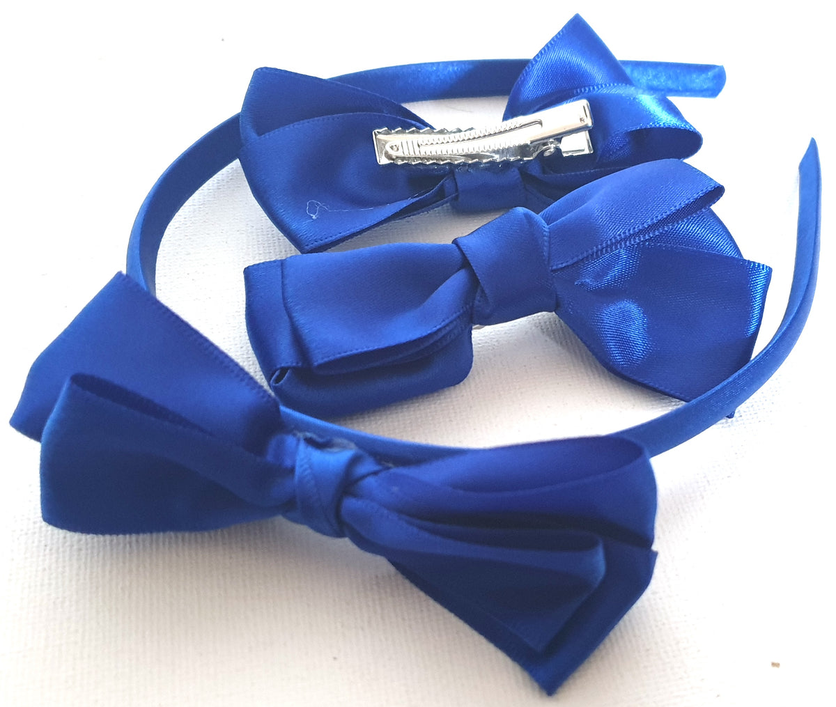 Back to school set satin fabric bow hair clips aliceband