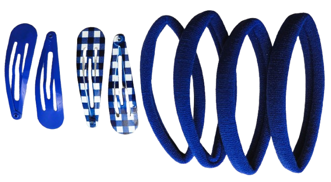 Back To School Hair Set Gingham Clips Recycled Bobbles Girls 8pc