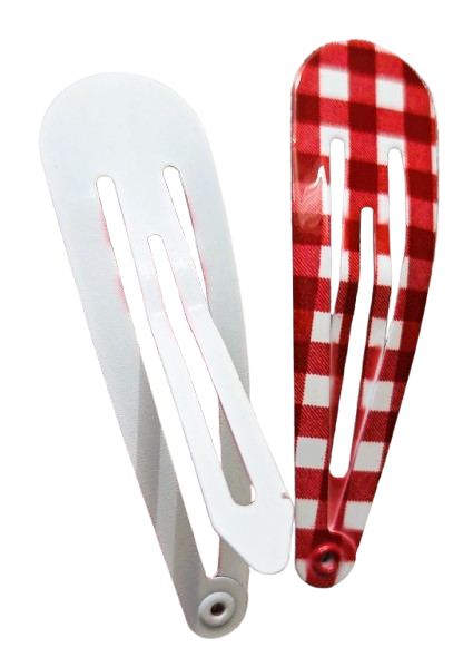 Back To School Hair Set Gingham Clips Recycled Bobbles Girls 8pc