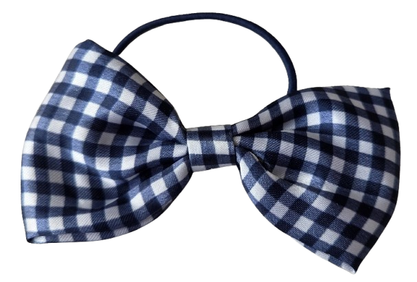 Recycled Fabric School Hair Bow Bobbles Pair Plain Gingham 8.5cm Girls Hair Ties