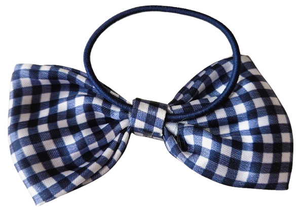 Recycled Fabric School Hair Bow Bobbles Pair Plain Gingham 8.5cm Girls Hair Ties