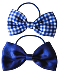 Recycled Fabric School Hair Bow Bobbles Pair Plain Gingham 8.5cm Girls Hair Ties
