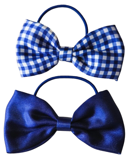 Recycled Fabric School Hair Bow Bobbles Pair Plain Gingham 8.5cm Girls Hair Ties