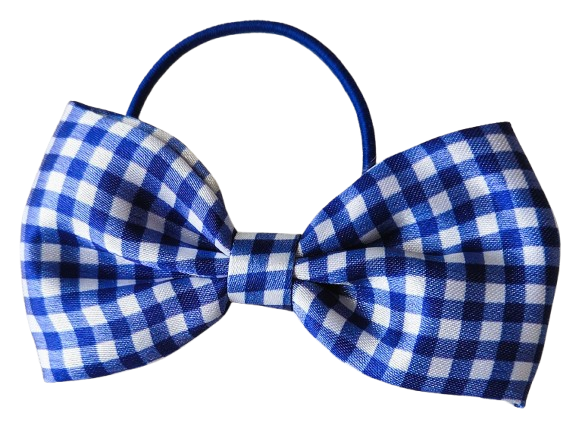 Recycled Fabric School Hair Bow Bobbles Pair Plain Gingham 8.5cm Girls Hair Ties