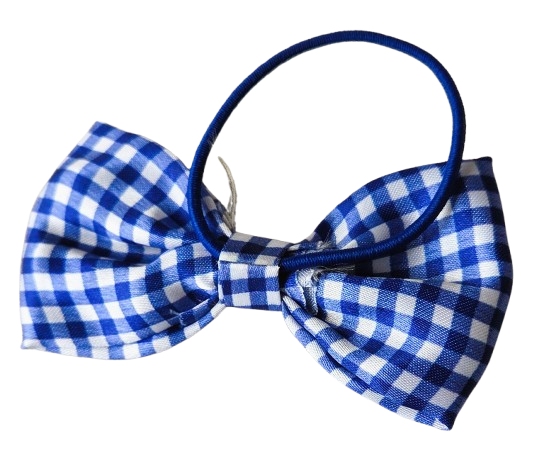 Recycled Fabric School Hair Bow Bobbles Pair Plain Gingham 8.5cm Girls Hair Ties