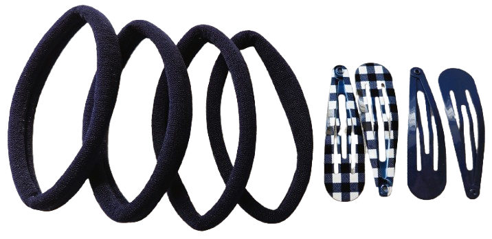 Back To School Hair Set Gingham Clips Recycled Bobbles Girls 8pc
