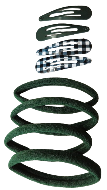 Back To School Hair Set Gingham Clips Recycled Bobbles Girls 8pc