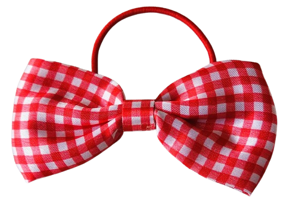Recycled Fabric School Hair Bow Bobbles Pair Plain Gingham 8.5cm Girls Hair Ties
