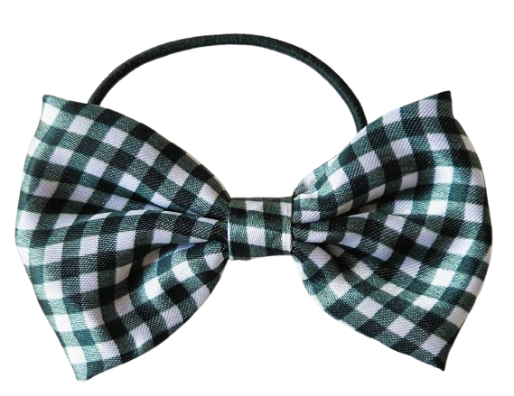 Recycled Fabric School Hair Bow Bobbles Pair Plain Gingham 8.5cm Girls Hair Ties