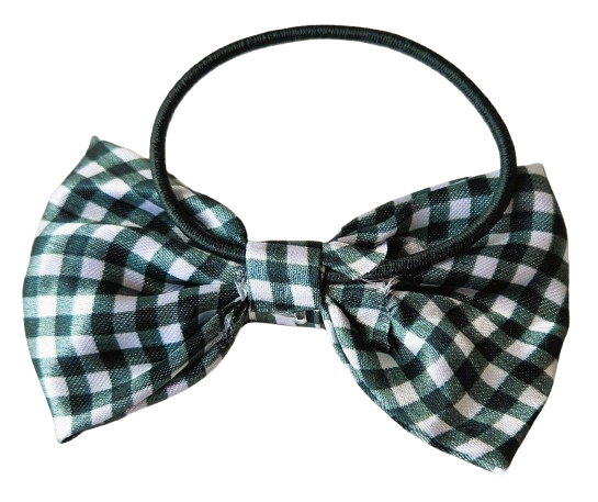 Recycled Fabric School Hair Bow Bobbles Pair Plain Gingham 8.5cm Girls Hair Ties