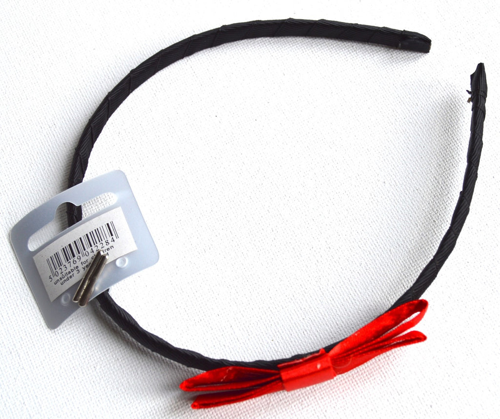 NEW Back To School Girls Red Bow Black Alice Headband Hair Accessory