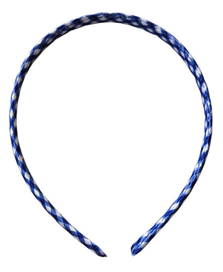 Blue Gingham Alice Band 1cm Recycled Fabric Girls Back To School Hair Headband